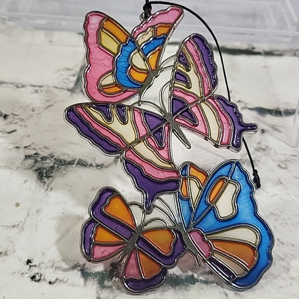 Vintage 70s Butterfly Window Hanger Suncatcher Plastic‎ Hippie Fairycore Decor
